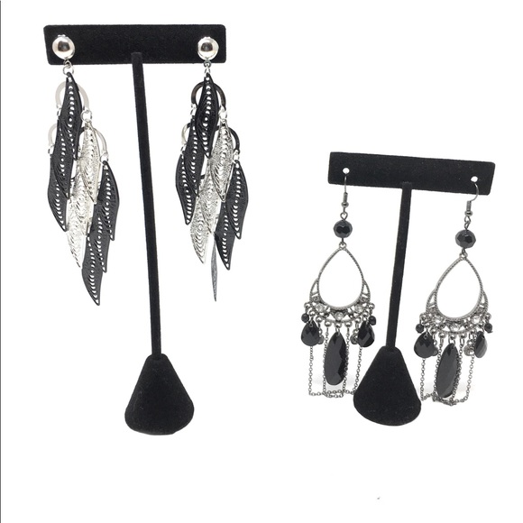 Jewelry - Black & Silver Drop Dangle & Chandelier Earrings
